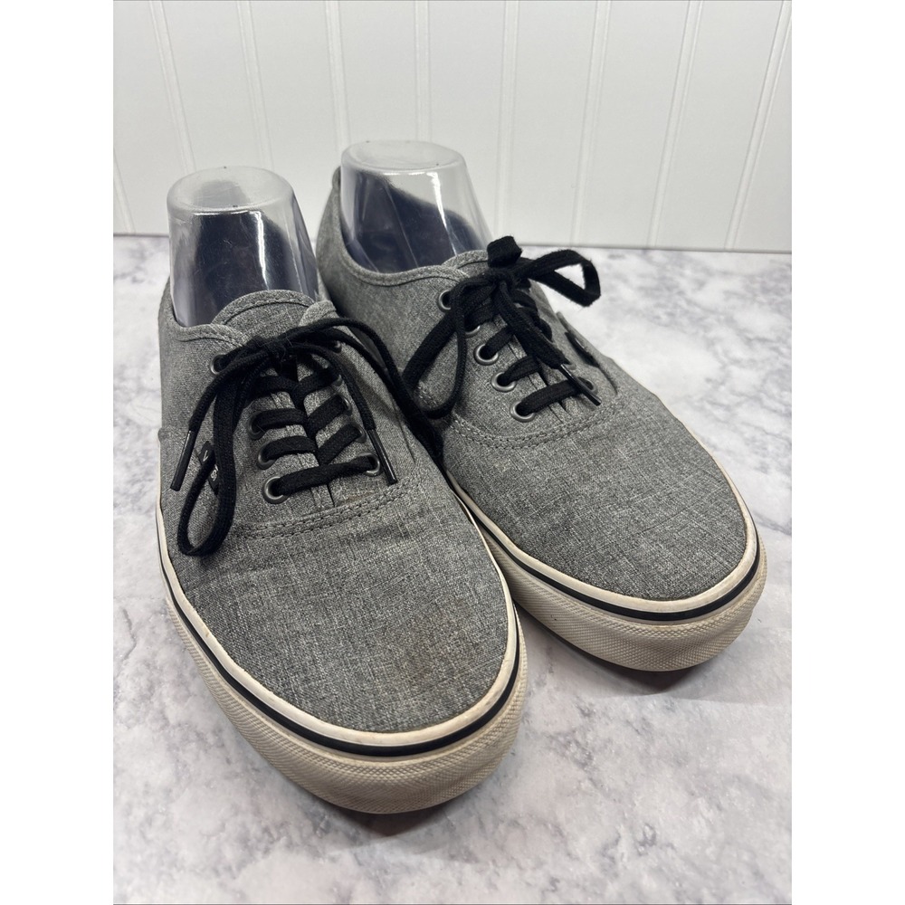 Vans Unisex Adults Authentic Skate Shoes Gray Canvas Low Top Lace Up M 10.5 W 12